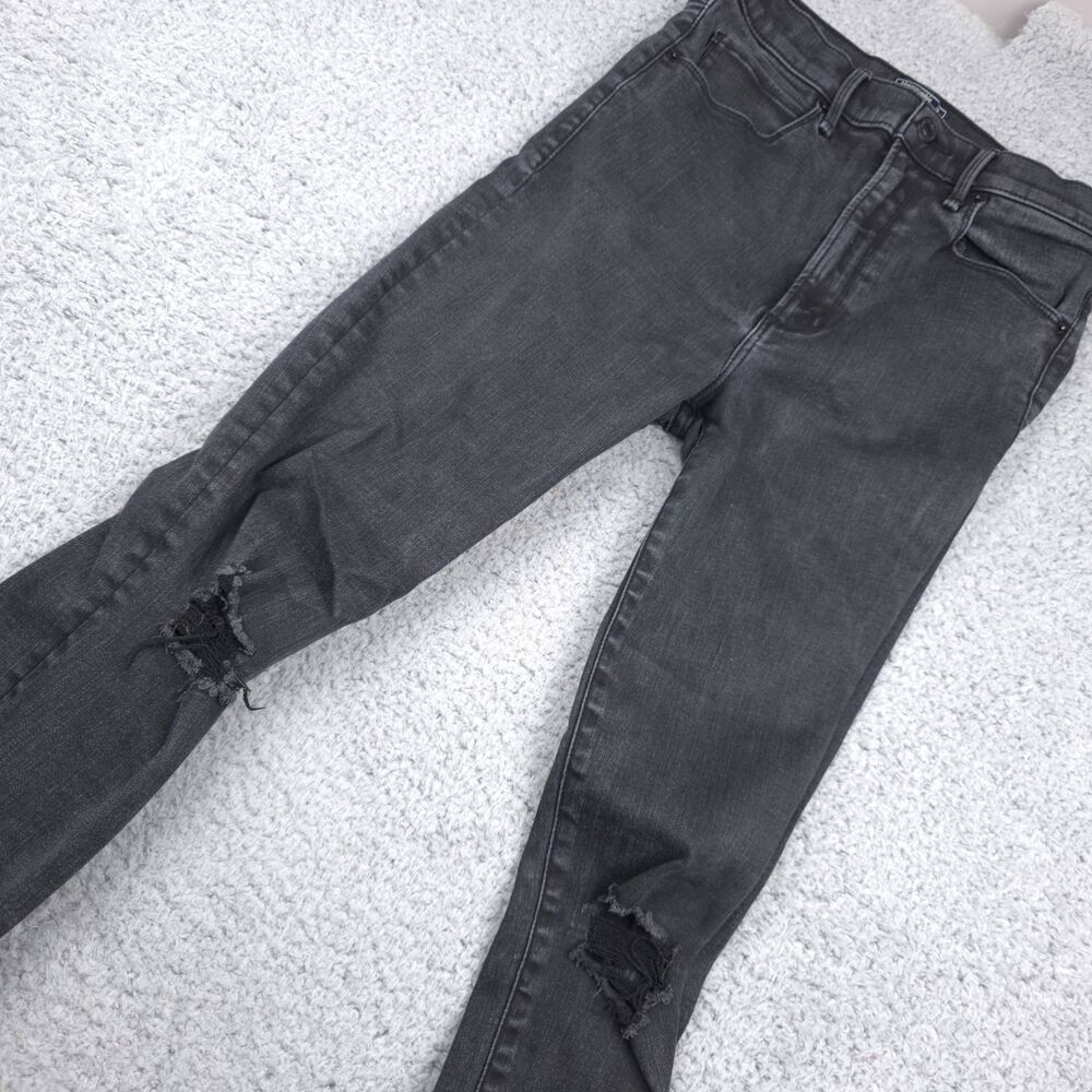 Abercrombie Jeans Womans 28 6L Black Thrashed High Rise Skinny Ripped Knees - Picture 8 of 11